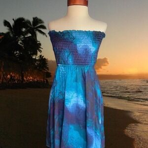 Mossimo Supply & Co Blue beach‎ Strapless Dress with tie back